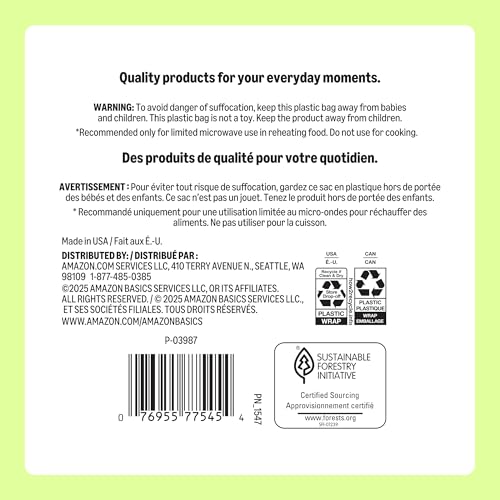 Amazon Basics Everyday Disposable Paper Plates, 8.62 Inch, Microwave-Safe, Cut Resistant, Soak-Proof, 100 Count, Packaging...