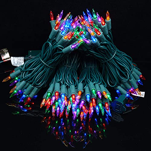 SWEET SHINE 200 Count Multicolor LED Christmas Lights, 66 ft Green Wire UL Certified Commercial Grade Holiday String Light...