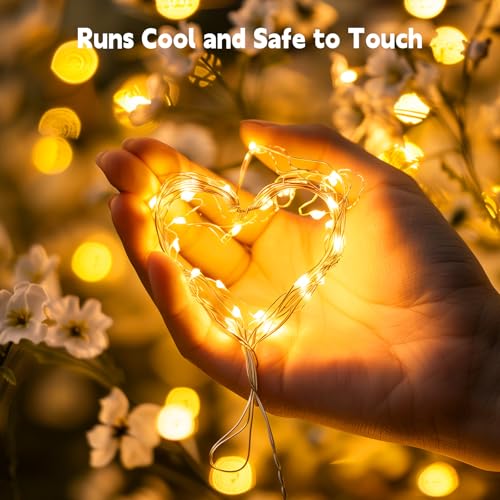 Minetom Fairy Lights Plug in, 33Ft 100 LEDs Waterproof Silver Wire Firefly Lights, Adaptor Included, Starry String Lights ...