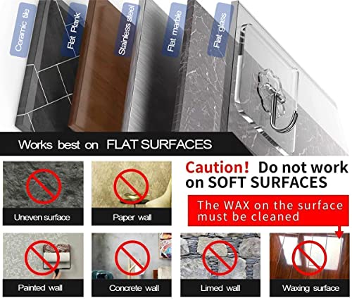 ZESLMG Adhesive Wall Hooks for Hanging, 16 Pack Self Sticky Hooks Heavy Duty 22lb Clear, Removable Shower Hook No Damage f...