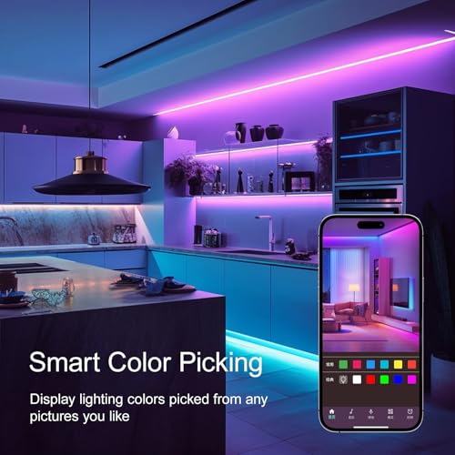 HBOWMDJIA Led Lights for Bedroom 200 FT (2 Rolls 100 FT), with Remote and Application Control RGB Color Changing LED Strip...