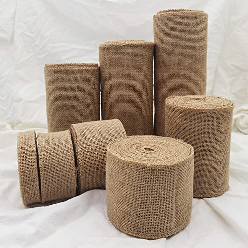 INSPIRELLE 1" Natural Burlap Fabric Roll 10 Yards Jute Ribbon for Gift Wrapping Craft Projects Wedding Decoration Home Dec...