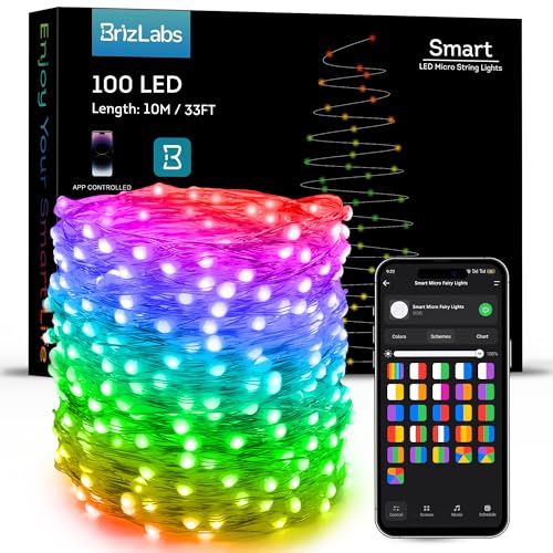 BrizLabs Smart Fairy Lights, 33ft 100 LED Color Changing Fairy Lights Work with Alexa/Google Home, WiFi Pink Valentine's D...