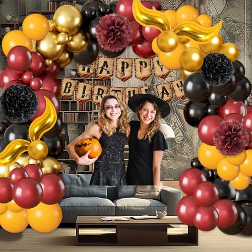 Magical Wizard School Birthday Party Decoration Include Magic Wizard School Balloon Arch Kit, Tassel Flower Ball for Magic...