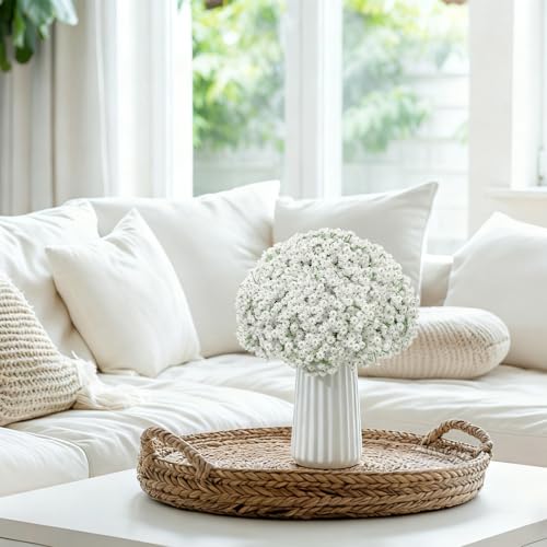 LINSIE 30 PCS 5 Bundles Small White Flowers Artificial Flowers Babys Breath Real Touch Flowers for Wedding Party Home Gard...