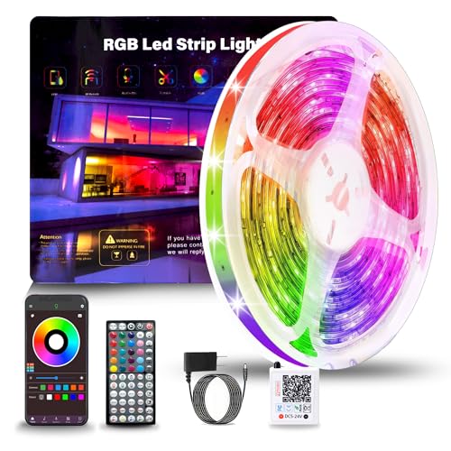 NBBUFF Led Lights for Bedroom 50ft (1 Roll), Color Changing RGB Led Strip Lights with 60 Keys Remote and App Control, Musi...