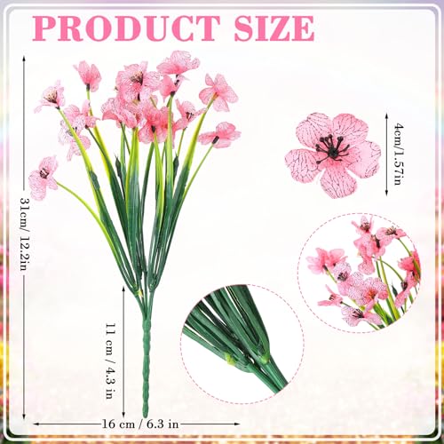 Jutom 24 Pcs Artificial Flowers Outdoor Decoration, UV Resistant Silk Fall Faux Flowers Plants Bulk, Realistic, No Fade fo...