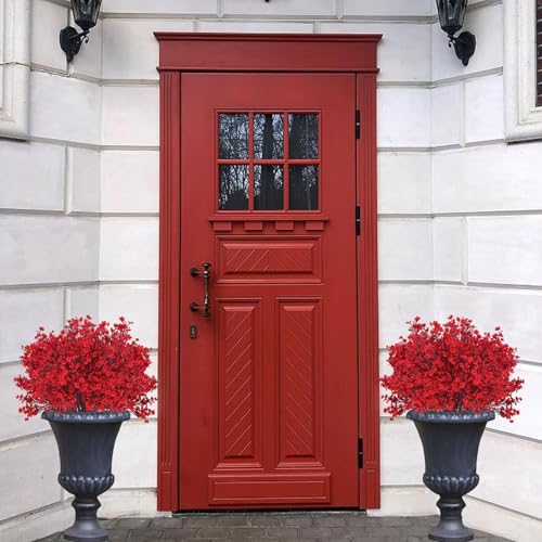 Yastouay Red Fake Flowers Artificial Flowers, 5Pcs Real Touch Silk Flowers Faux Flowers for Decorations, Babys Breath Arti...