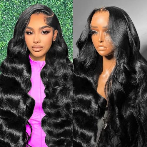 13x6 Lace Front Wigs Human Hair Pre Plucked 200% Density Body Wave HD Lace Front Wigs Human Hair Transparent Frontal Gluel...