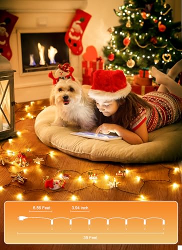 Brightown LED Christmas Mini Lights, 39Feet 100 LED Clear Bulbs String Lights with 8 Light Modes, Connectable Fairy Lights...