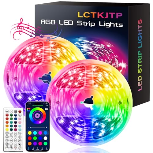 LED Strip Lights,RGB Music Sync Color Changing Bluetooth Led Lights with Smart App Control Remote & Remote Control for Roo...