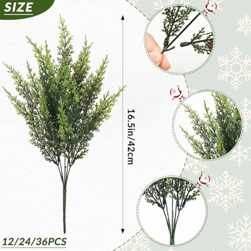 Waipfaru 24 Bundles Artificial Plants Outdoor， UV Resistant Artificial Plants，Fake Plants for Outdoor Christmas Porch Deco...