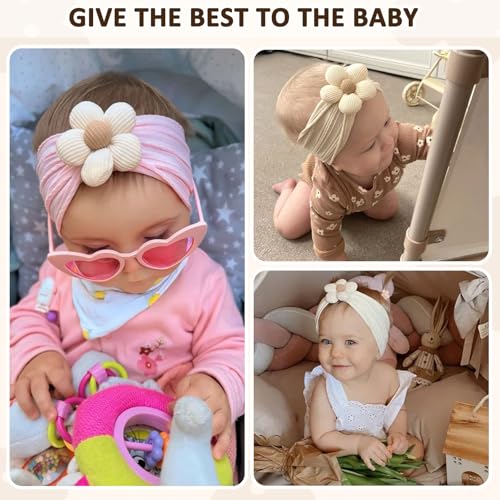 MIUXUESO 3 Pcs Baby Flower Headbands Baby Girls Nylon Headband Soft Hairbands Hair Accessories for Newborn Infant Toddler ...