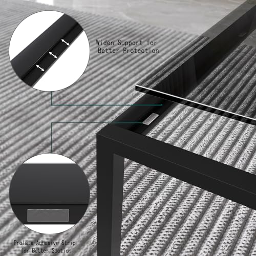 Glass Coffee Tables for Living Room Square Modern Center Table for Small Space,Tempered Glass-top with Sturdy Metal Frame ...