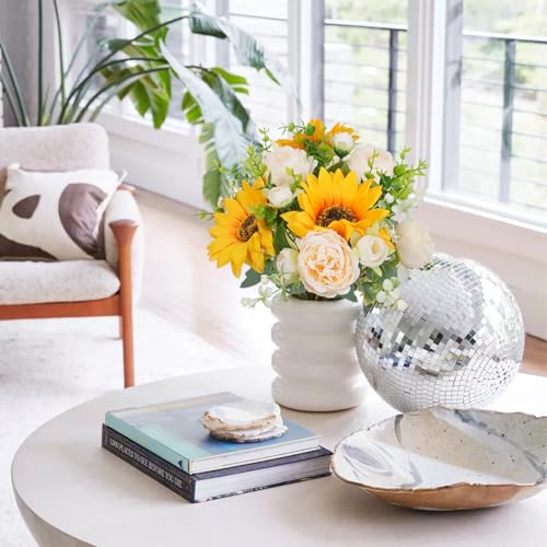 HO2NLE Peonies Artificial Flowers, 5 Pcs Fake Flowers Sunflowers Small Silk Flowers Faux Florals Arrangements Fake Bouquet...