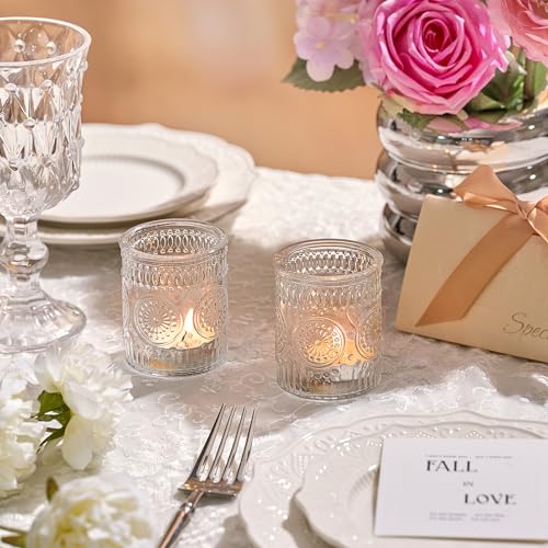 30 Pack Clear Glass Votive Candle Holders, Vintage Candle Holder Bulk, Tealight Candle Holders for Table Centerpieces, Hom...