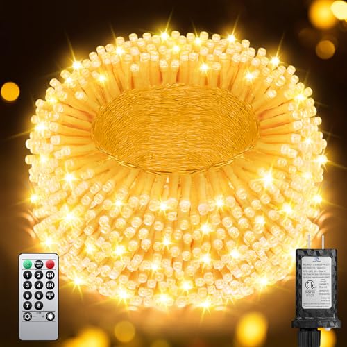 JIXXULVU 355FT 900LED Christmas Lights, Extra Long Outdoor String Lights Waterproof, Timer & Memory, 8 Modes Dimmable Plug...