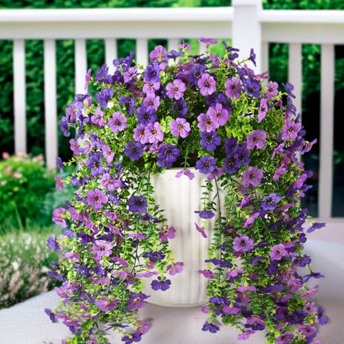 ZFProcess Artificial Hanging Flowers Plants for Outdoor Spring Summer Decoration, 2PCS Faux Silk Daisy UV Resistant Look R...