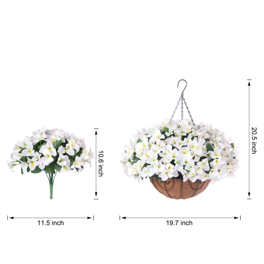 Artificial Hanging Flowers Faux Plants Basket for Outdoors Spring Summer Decor, Fake Silk Bougainvillea in Planter Outdoor...