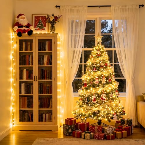 JMEXSUSS 100 LED String Lights Indoor Bedroom, 8 Modes Warm White Christmas Lights Plug in, 33ft Connectable Room Fairy Tw...