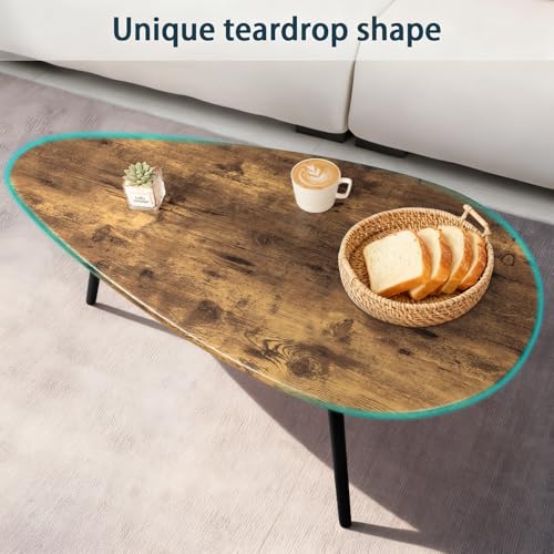 WDSHIYI Modern Coffee Table for Living Room Small Mid Century Coffee Tables Rustic Oval Coffee Tables Retro Accent Sofa Ce...
