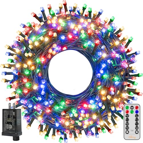 Ollny Christmas Lights 400LED 132FT, Plug-in Outside Tree Lights with Timer and 8 Modes, Remote Control Waterproof Dimmabl...