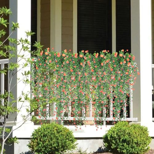 Artificial Hanging Flowers, 3 Pcs Fake Hanging Plants Decor, Artificial Vines for Outdoors, UV Resistant No Fade Artificia...