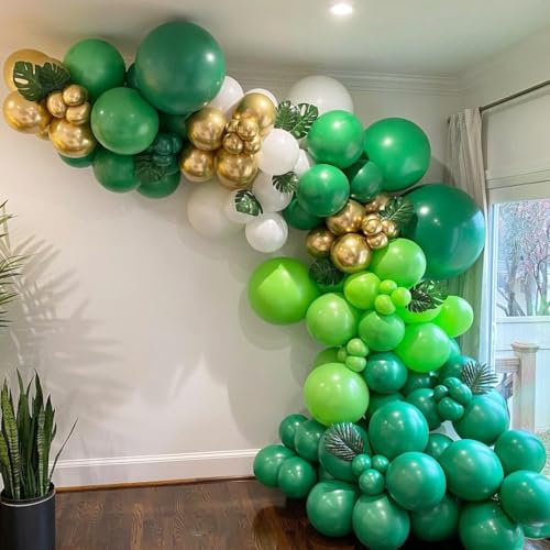 Green Balloons Dark Green Balloon Set, 50 Pcs 12 inch Different Shades Emerald Green Lime Green Confetti Latex Balloons Fo...