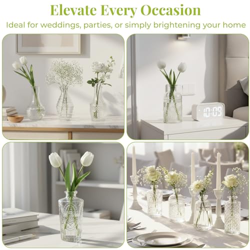 12 Pack Bud Vase in Bulk - BEAHOT Flower Vases for Wedding Decorations, Glass Vase for Table Decorations, Small Vase for H...