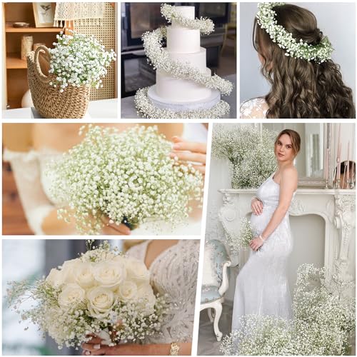 MARTINE MALL Babys Breath Artificial Flowers, 10 PCS White Baby Breath Flowers Artificial Bulk, Fake Babys Breath Gypsophi...