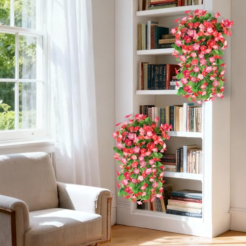 ZFProcess 2 Pack Artificial Hanging Flowers, Fake Flowers Hanging Plant Violet Flower, Artificial Faux Silk Spring Flower ...