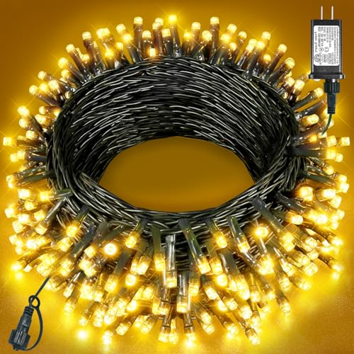 80FT 240 LED Christmas Lights Outdoor, Warm White Christmas String Lights 8 Modes, Waterproof Connectable Christmas Tree L...