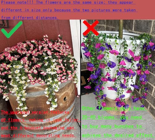 6-Pack Outdoor Artificial Flowers, 69-Flowered Large Morning Glory, Uv-Resistant Artificial Morning Glory,Perfect for Outd...