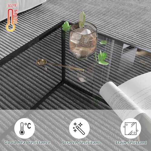 Glass Coffee Tables for Living Room Square Modern Center Table for Small Space,Tempered Glass-top with Sturdy Metal Frame ...