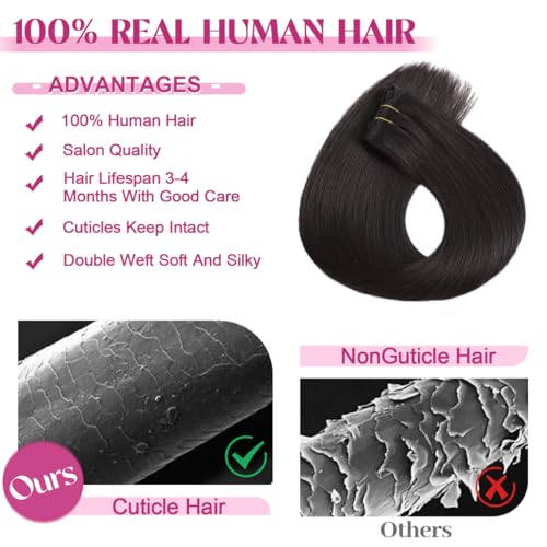 Clip in Hair Extensions Real Human Hair, 20 Inch 105g 100% Remy Human Hair Clip in Extensions for Women, Invisible Straigh...