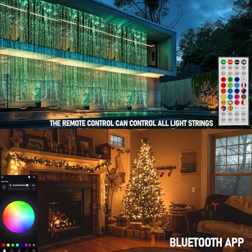 Dazzle Bright Smart Christmas String Lights, 98FT 300 LED RGB Color Changing String Lights with Remote & App Controlled, H...