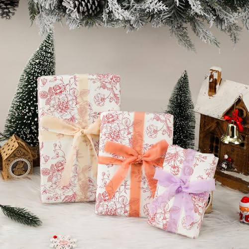 1.5" x 27 Yd Chiffon Ribbon Mixed Color Ribbons Set 9 Rolls Handmade Fringe Fabric for Wedding Invitations Bridal Bouquets...