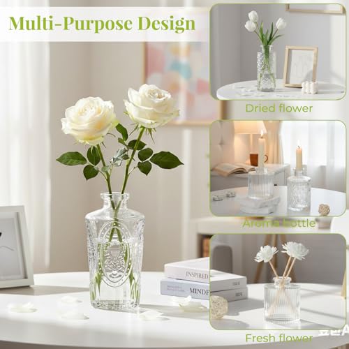 12 Pack Bud Vase in Bulk - BEAHOT Flower Vases for Wedding Decorations, Glass Vase for Table Decorations, Small Vase for H...