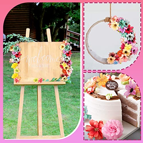 Hoteam 100 Pcs 100 Pcs Spring Assorted Small Flower Decorative Fake Flower Heads Bulk Silk Artificial DIY Faux Mini Daisy ...