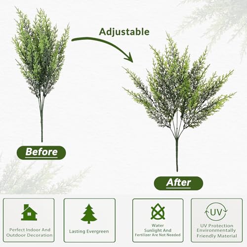 Waipfaru 24 Bundles Artificial Plants Outdoor， UV Resistant Artificial Plants，Fake Plants for Outdoor Christmas Porch Deco...