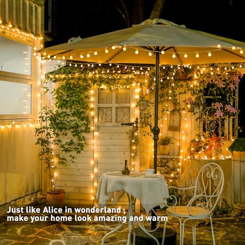 JMEXSUSS 100 LED Connectable Globe String Lights Indoor Bedroom, 33ft Warm White Christmas Lights Plug in with Remote, 8 M...