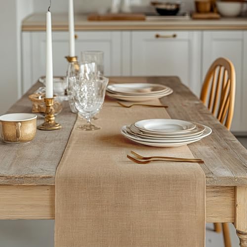 6 Pack Burlap Table Runners 12x108 Inch - Natural Jute Rustic Farmhouse Table Runner Decor for Western Wedding, Farmhouse ...