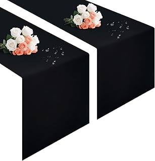Wolkemer 2 Pieces Dual Waterproof Wipeable Table Runner, Black Farmhouse Runners Lightweight Fabric, Rustic Dresser Scarf ...