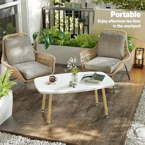 WOHOMO Folding Coffee Table 39.3'' White Coffee Tables for Living Room Portable Simple Modern Rectangular Center Table for...