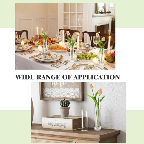 Glass Cylinder Bud Vases for Centerpieces, Set of 12 Clear Small vases,Handmade Slim Flower Vases Wedding Table Decor for ...