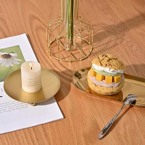 2 pcs Golden Iron Plates Candle Holders,Suitable for Home Decoration, Wedding Anniversaries, Birthday Parties, Holiday Din...