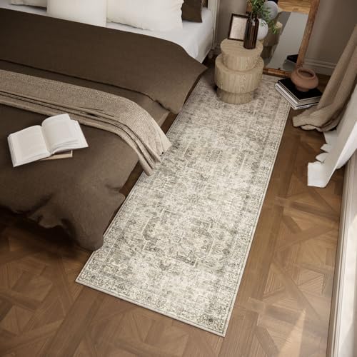 Machine Washable Kitchen Runner Rugs: 2'6"x8' Hallway Rug Non Slip Low Pile Stain Resistant Soft Carpet Runners for Hallwa...