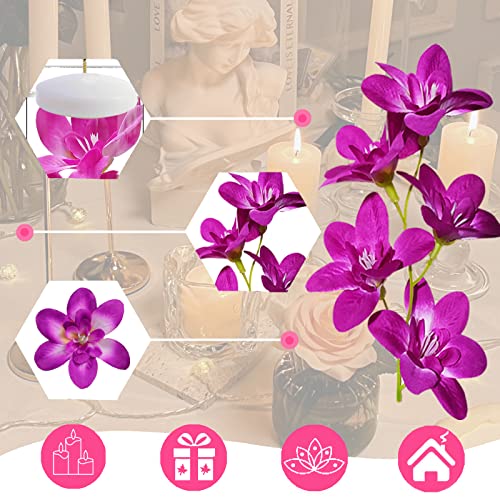 10 Pcs Artificial Flowers for Floating Candles Centerpiece Purple Orchid Faux Flower Vase Fillers for Birthday Wedding Din...