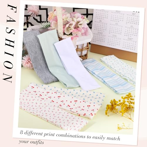 obeoby Floral Headbands for Women, Stripe Cherry Hairbands for Teen Girls Valentines Gifts Non Slip Cotton Fashion Hair Bands