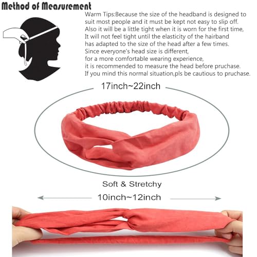 AHONEY Boho Knotted Twisted Floral Headbands - 20 Pack Elastic Headband Hair Accessories for Women